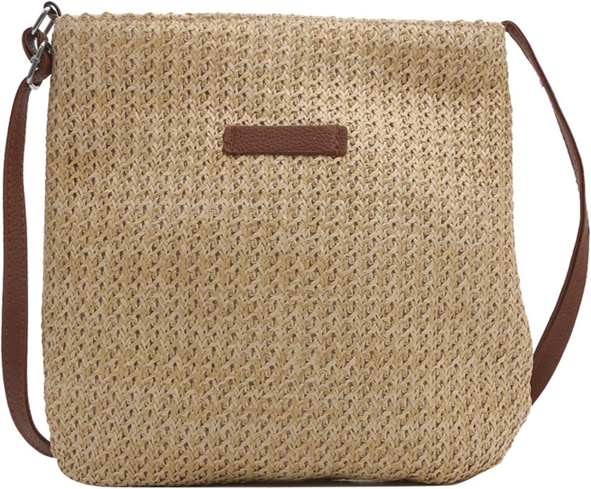 Schoudertas dames - boho stijl - rietmateriaal - ideaal voor strand en vakantie - ShopVlot