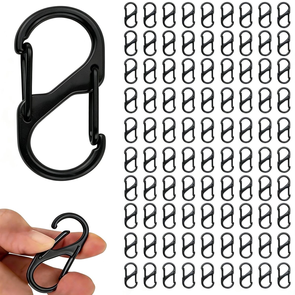 Solidchoice - 100 Stuks Mini S Karabijnhaken voor Kamperen en Reizen
