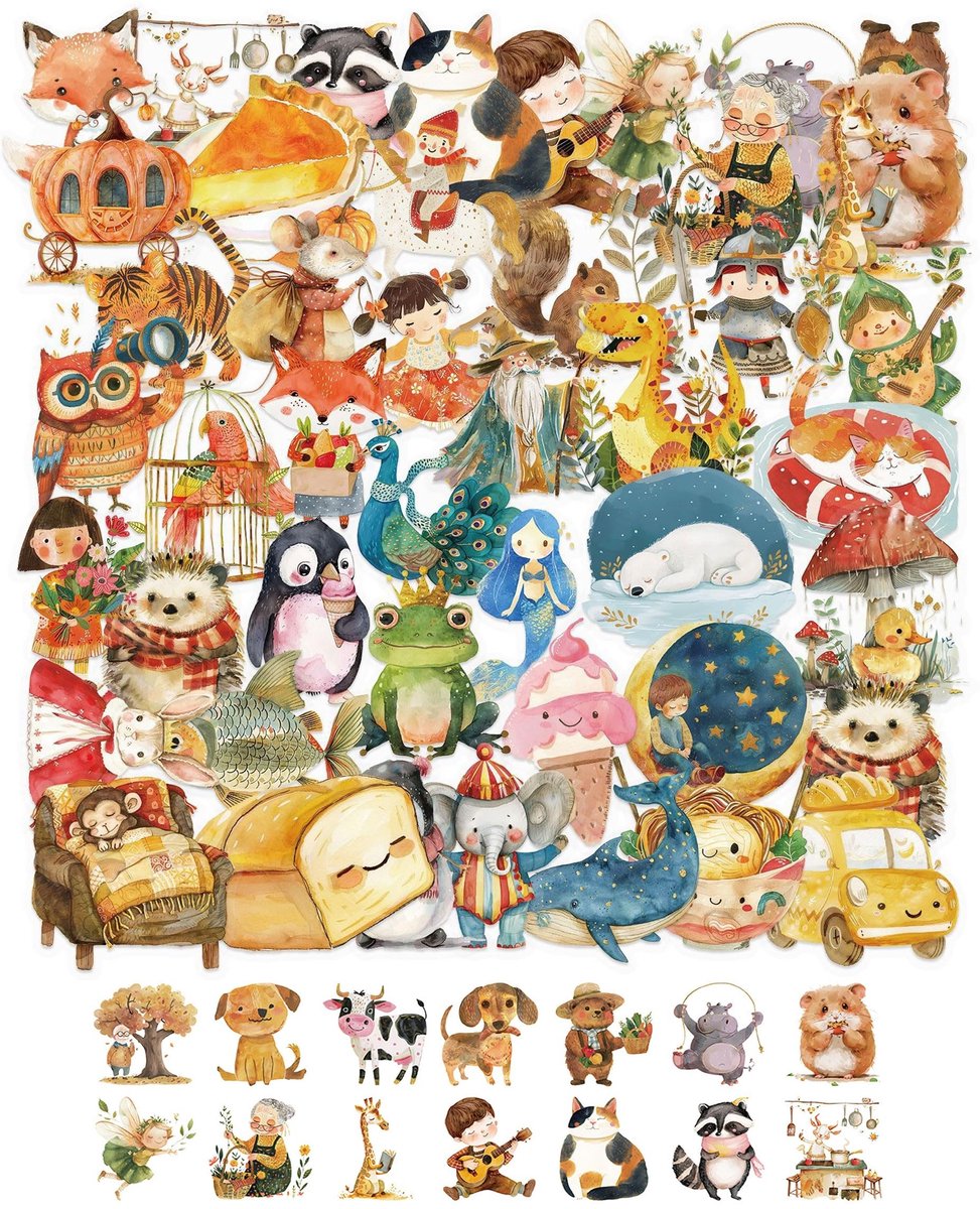 Solidchoice - Set van 50 Aquarel Plakdelen voor Creatieve Decoratie