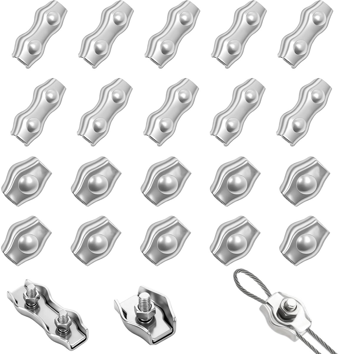 Solidchoice - 20 Stuks Roestvrijstalen Draadkabelklemmen M3