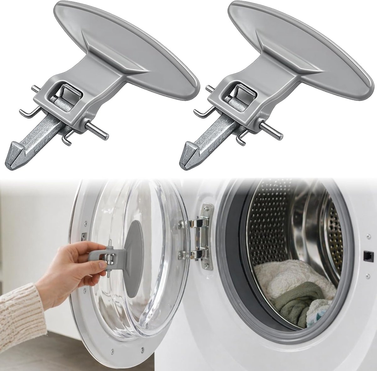 deurgreep wasmachine - 2 stuks - grijs - vervangende handgrepen voor extra gebruik - ShopVlot
