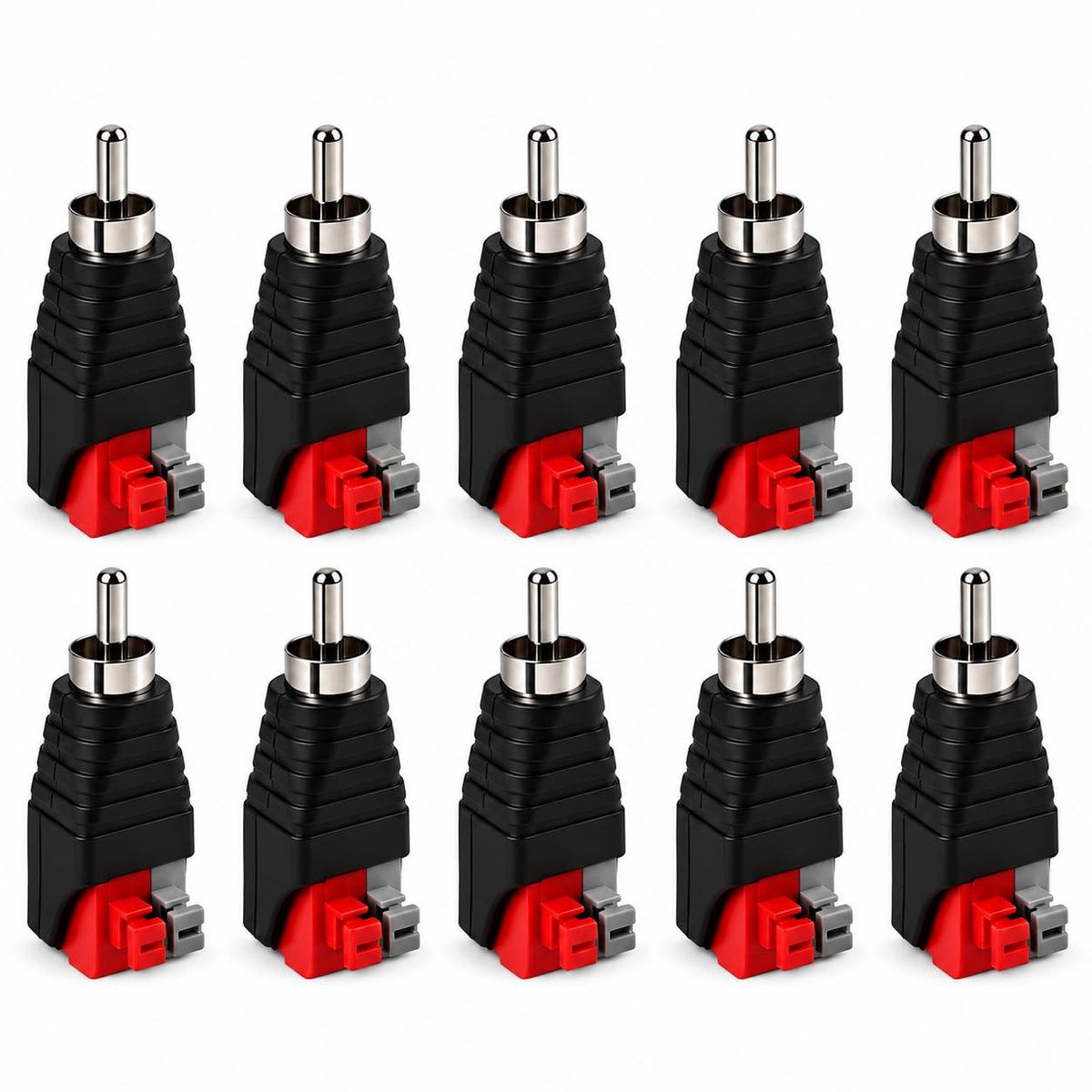 RCA-naar-luidsprekerkabeladapter - 10 stuks - met schroefklem - eenvoudige audio-video-verbinding - ShopVlot