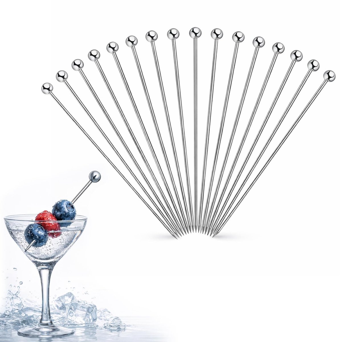 Solidchoice - Set van 16 Roestvrijstalen Cocktailplectrums voor Dranken