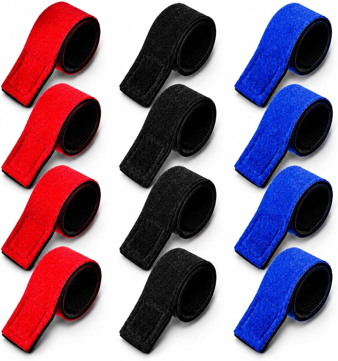 Verstelbare hengelbanden 15 stuks - 22 cm - zwart, rood, blauw - elastisch en multifunctioneel - ShopVlot