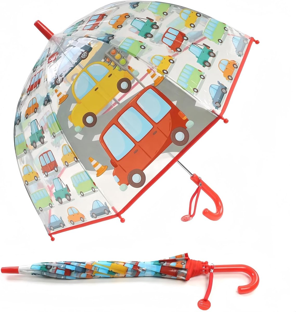 Children's Umbrella with Dome Roof Light, Cute Funny Design, Wind and Rain Cover, Umbrella, Bell Shape, Transparent - ShopVlot