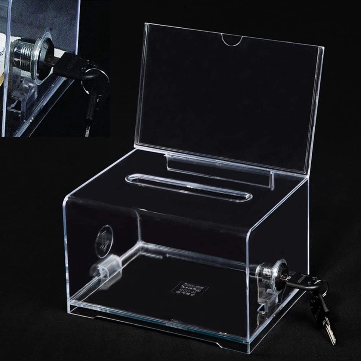Lockable Donation Box Transparent - Acrylic Key Storage Box for Collecting Ballots and Business Cards - ShopVlot
