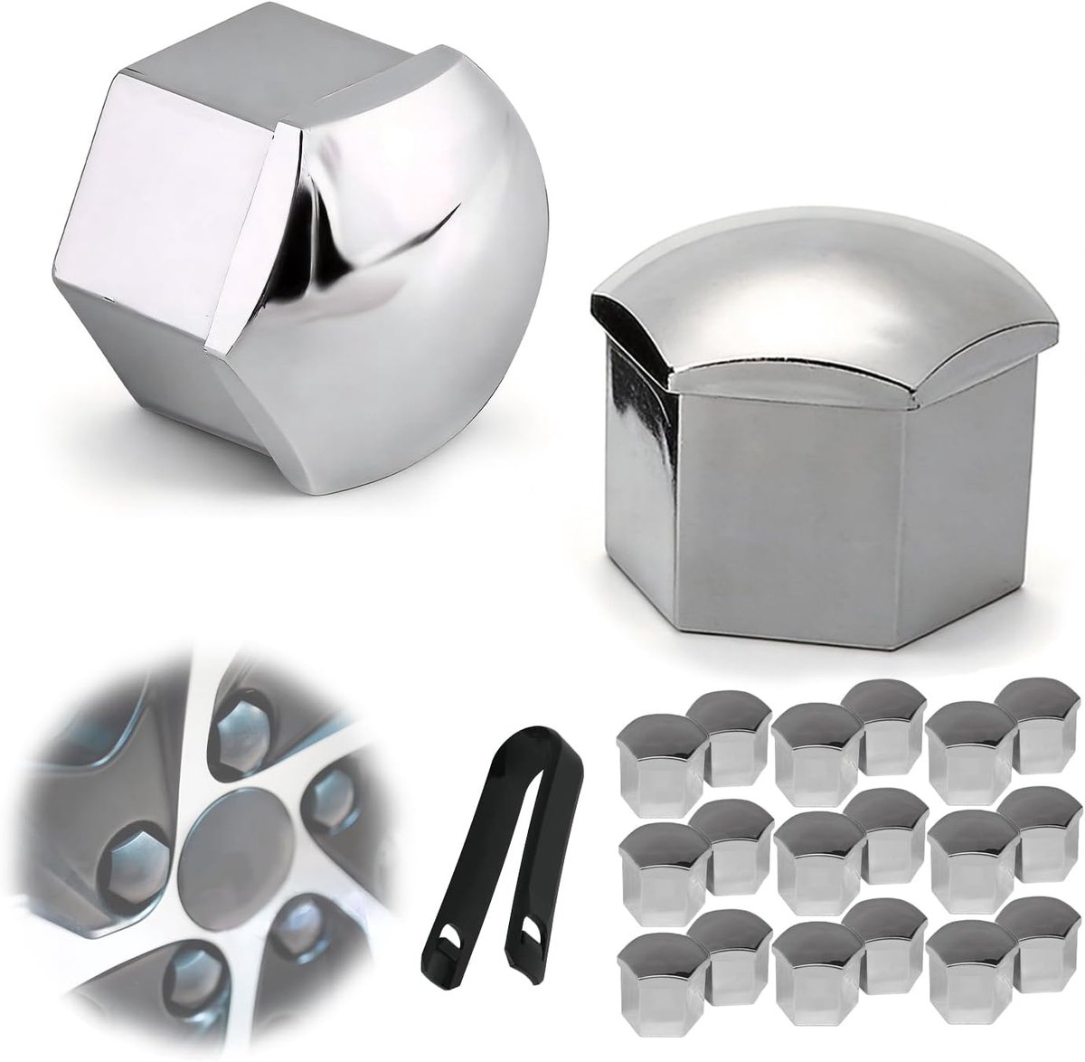 Wielmoerdoppen 19 mm - 20 stuks wielmoerdoppen set PA66 kras- en roestbestendig, gemakkelijk te installeren, geschikt - ShopVlot