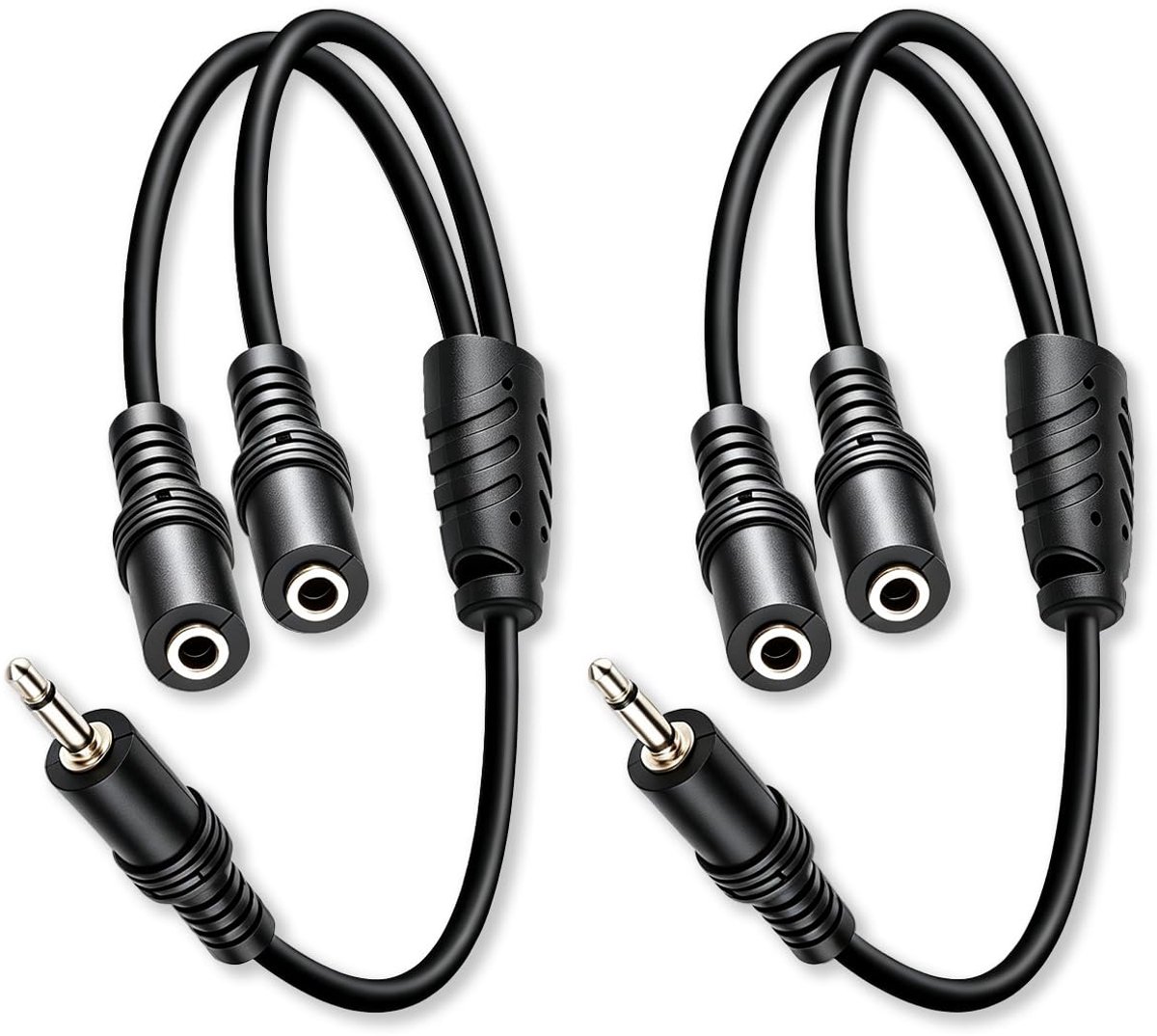 Y-splitterkabel mono 3,5 mm 30 cm, 1 stekker naar 2 bussen, adapter audio TS - ShopVlot