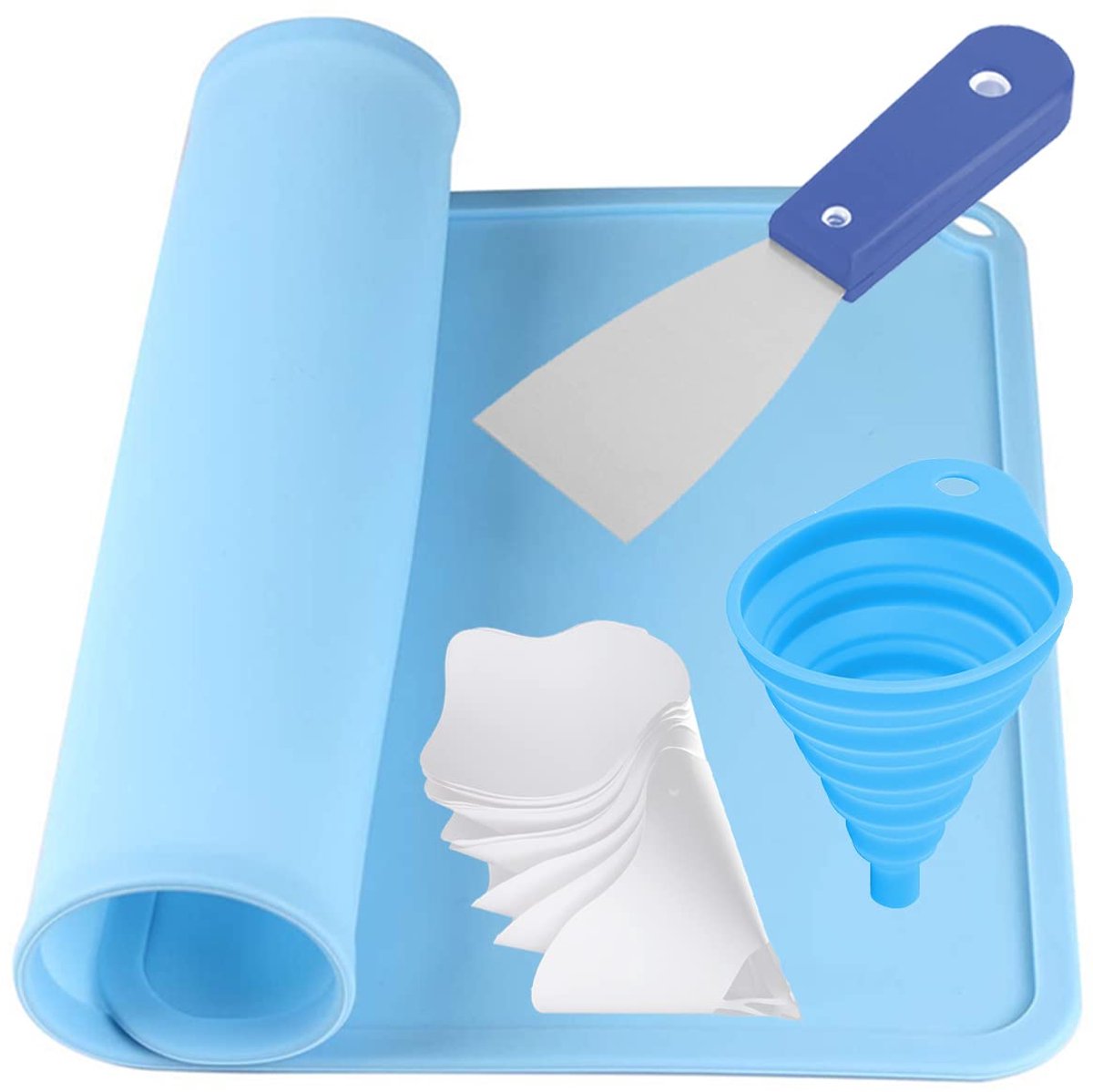 Resin 3D Printer Accessories Basic Tools Kit with 41x31cm Silicone Mat, Silicone Funnel, 100 Micron Paint Strains - ShopVlot