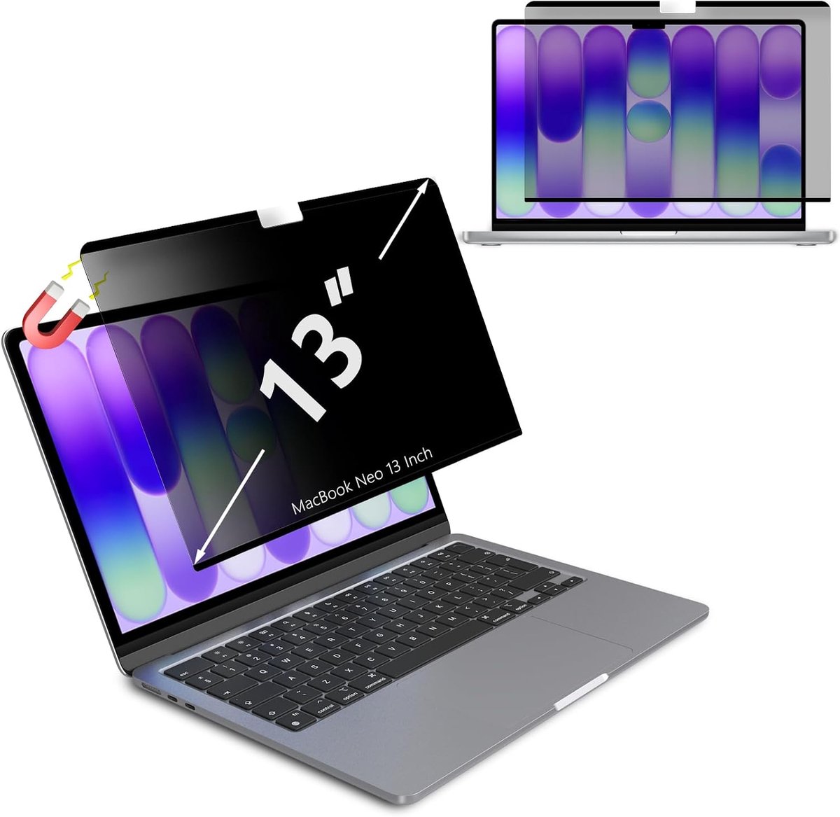 LanQii Magnetisch privacyfilter voor MacBook Neo 13 inch met A18 Pro Chip 2026, privacyfilter, anti-blauw lichtfilter - ShopVlot