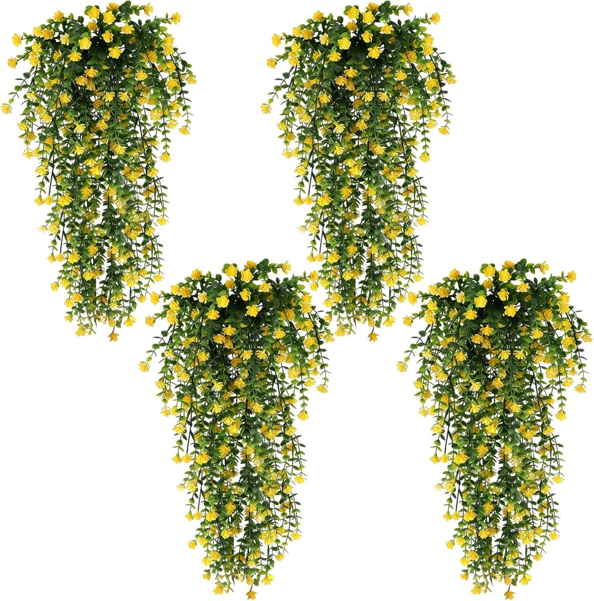 Pack of 4 Artificial Plants, Plastic Plants, Eucalyptus, Artificial Plant, Large - ShopVlot