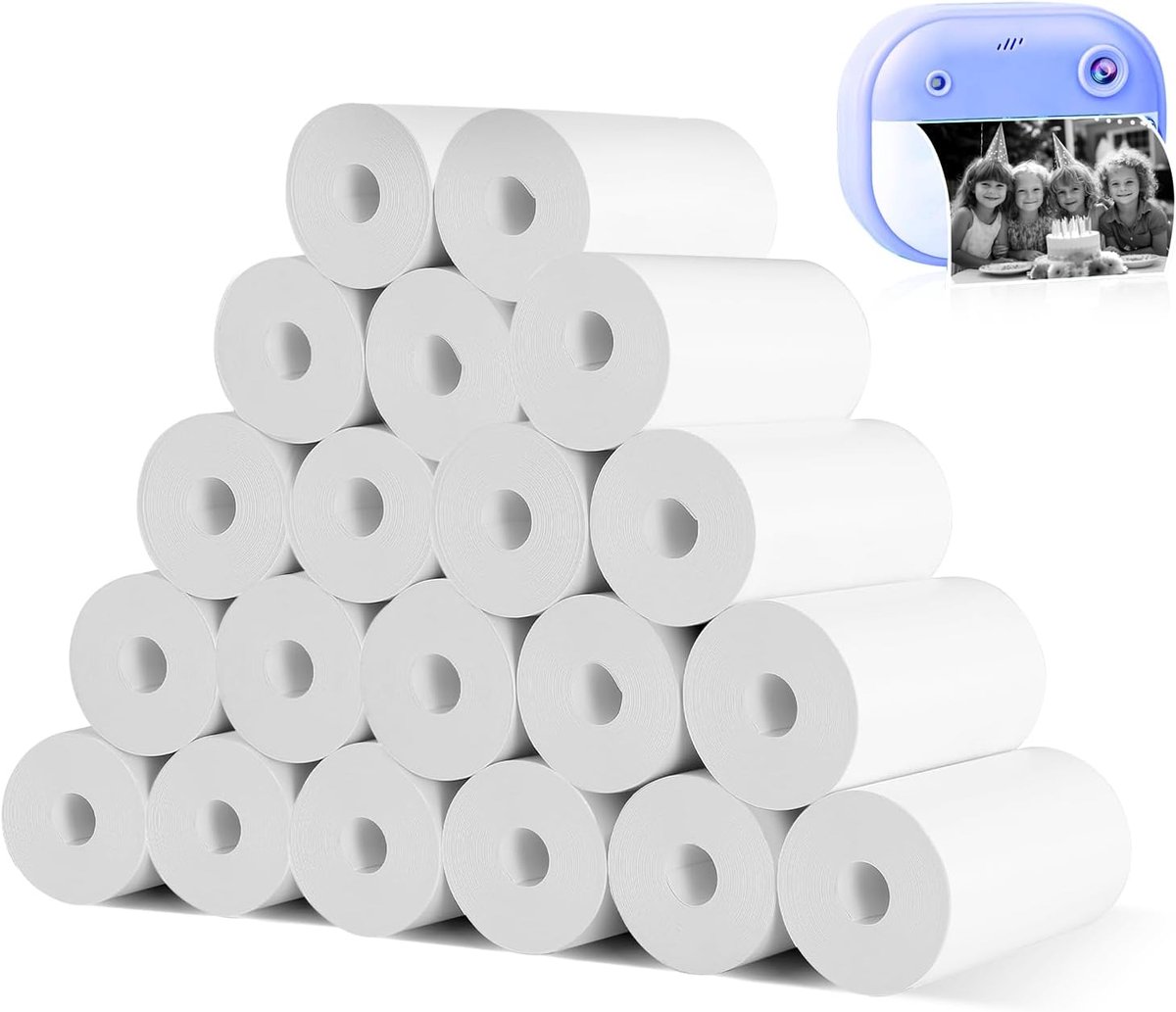 (20 rolls) refill paper for kids camera - thermal paper for kids camera, thermal printer paper white, camera kids - ShopVlot