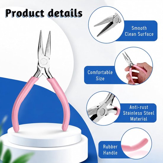 Pink Jewelry Pliers, Point Pliers, Chain Pliers, Jewelry Making Pliers, Wire Cutter, Jewelry Repair - ShopVlot — afbeelding 2