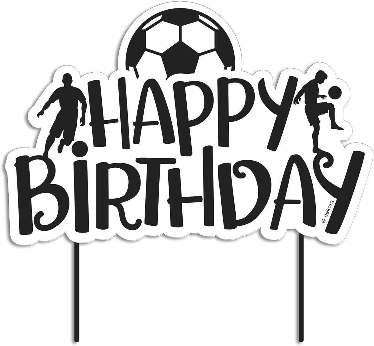 dekora, Taarttopper voetbal Happy Birthday, decoratie voor verjaardagstaart, geschikt voor contact met levensmiddelen - ShopVlot