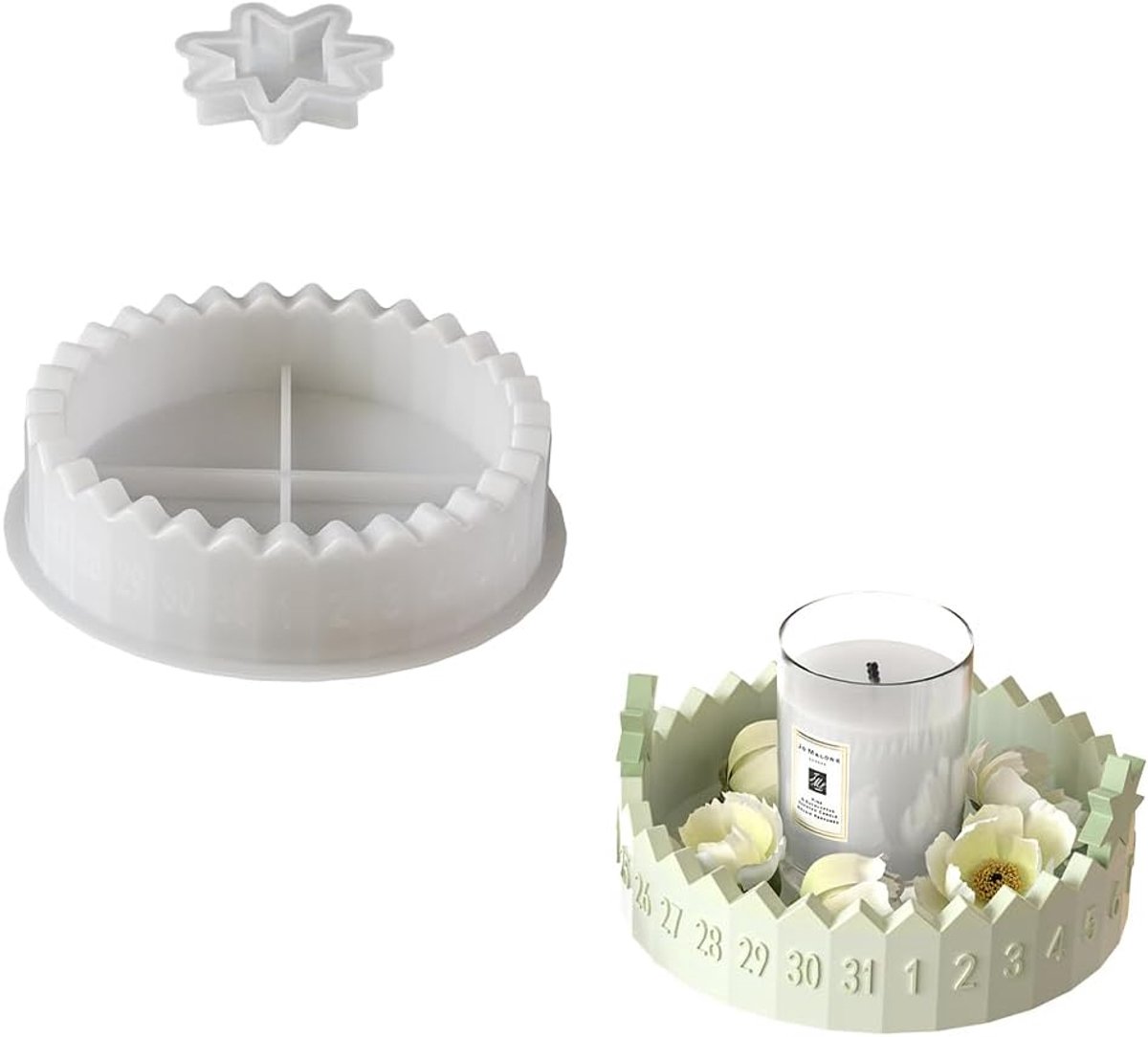 Silikonform Advent Calendar Christmas, Gießvorm Advent Calendar, Gießvormen Silikon Christmas, Kerzenständer shape - ShopVlot
