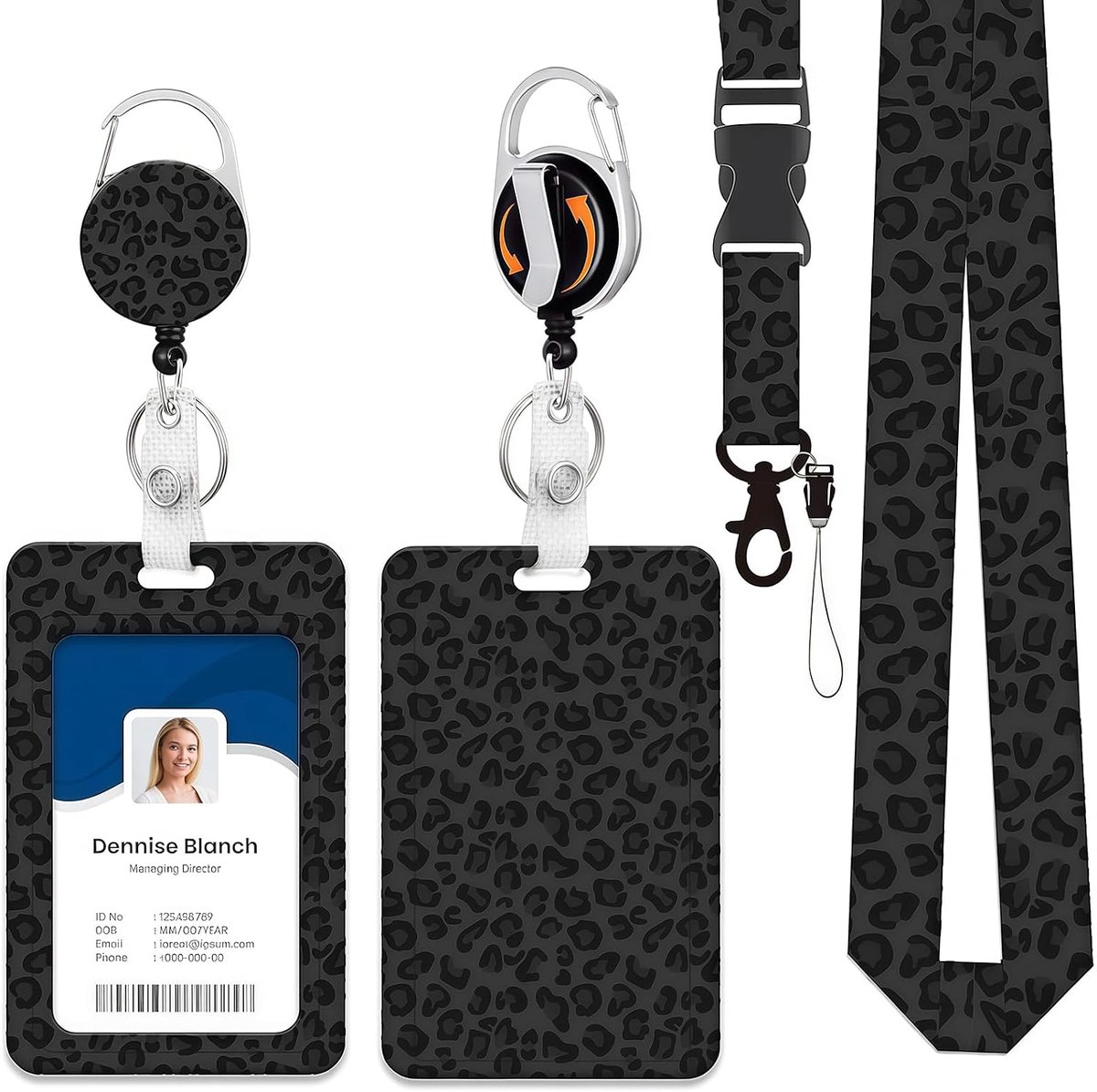 Modieuze paspoorthoes met schuifmechanisme – zwart met luipaardprint, kunststof kaarthouder met patroon, voorzien van - ShopVlot