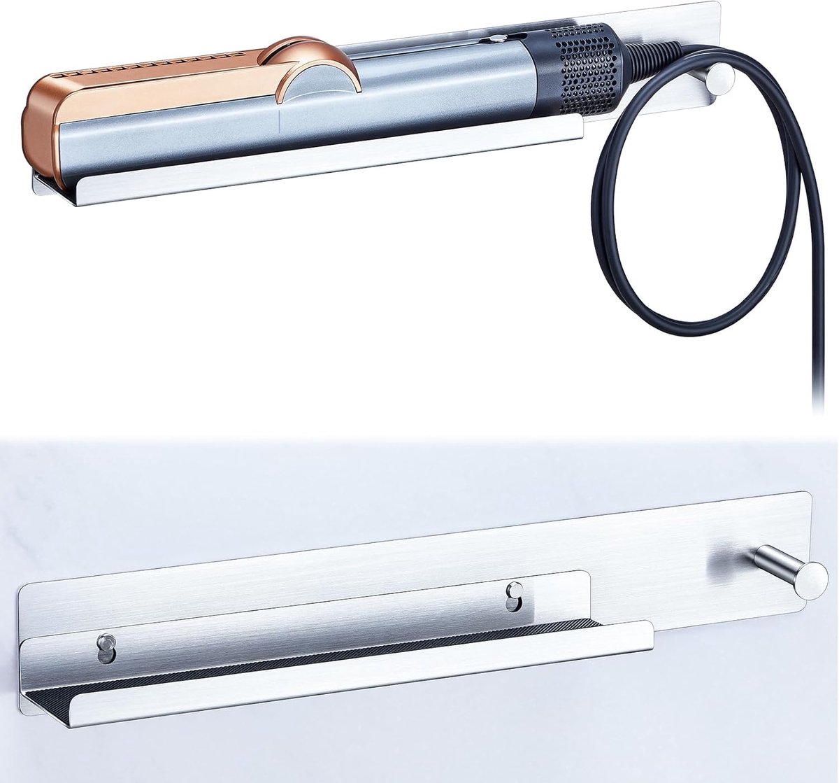Hair Dryer Holder Without Drilling, Hair Straightener Self-Adhesive Suitable for Bathrooms, Bedrooms, Hairdressing - ShopVlot