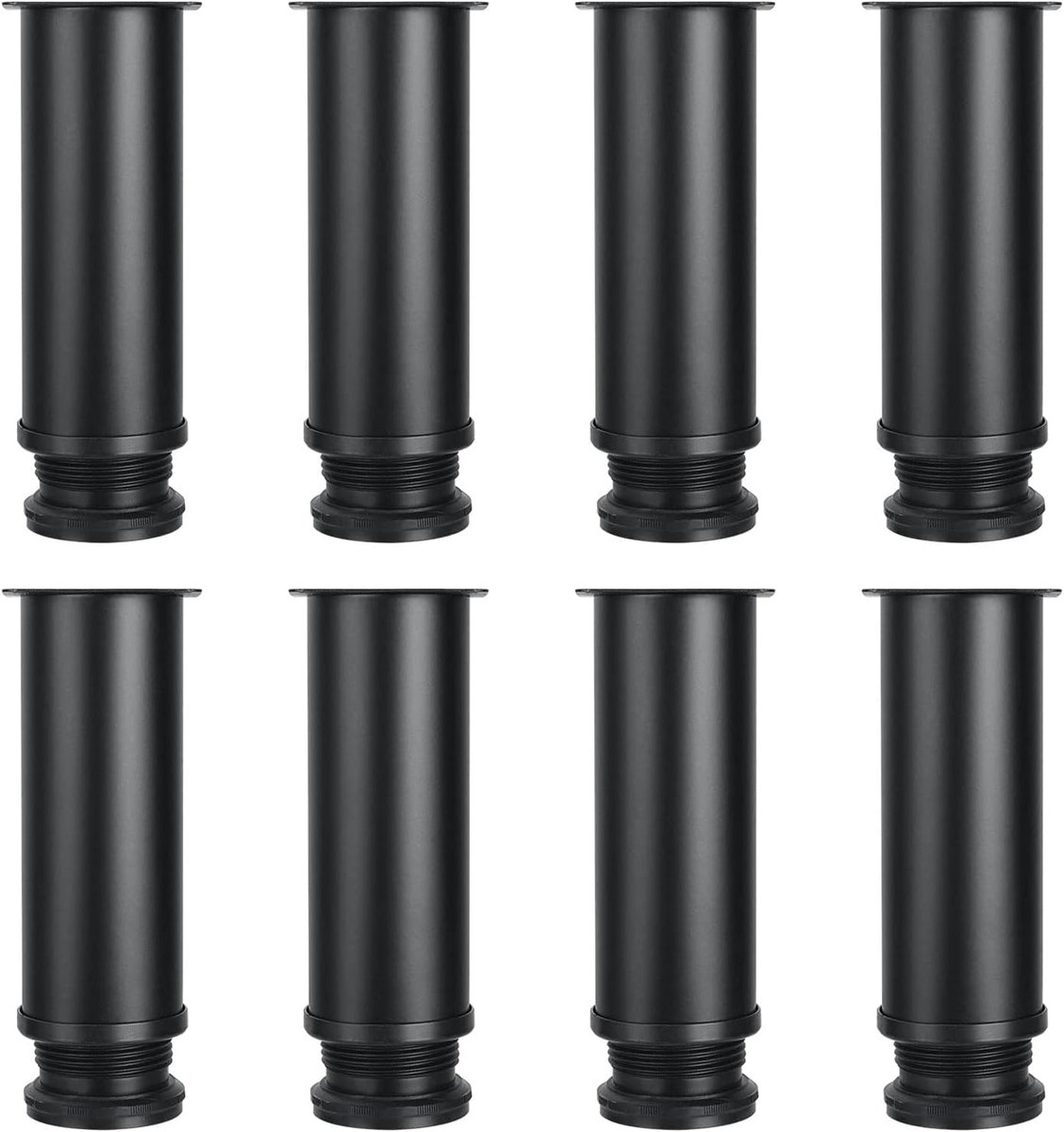 ASelected Pack of 8 Furniture Legs Adjustable 15cm, Adjustable Furniture Legs Black 150mm Ø 50mm, Matt Black High Sofa - ShopVlot