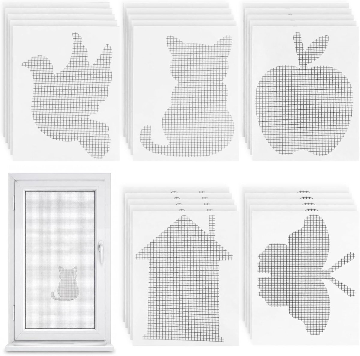 Stickers voor reparatie van muggennet, 70 x 90 mm, zelfklevend, zwart, voor ramen en deuren, anti-beschermingsnet voor - ShopVlot