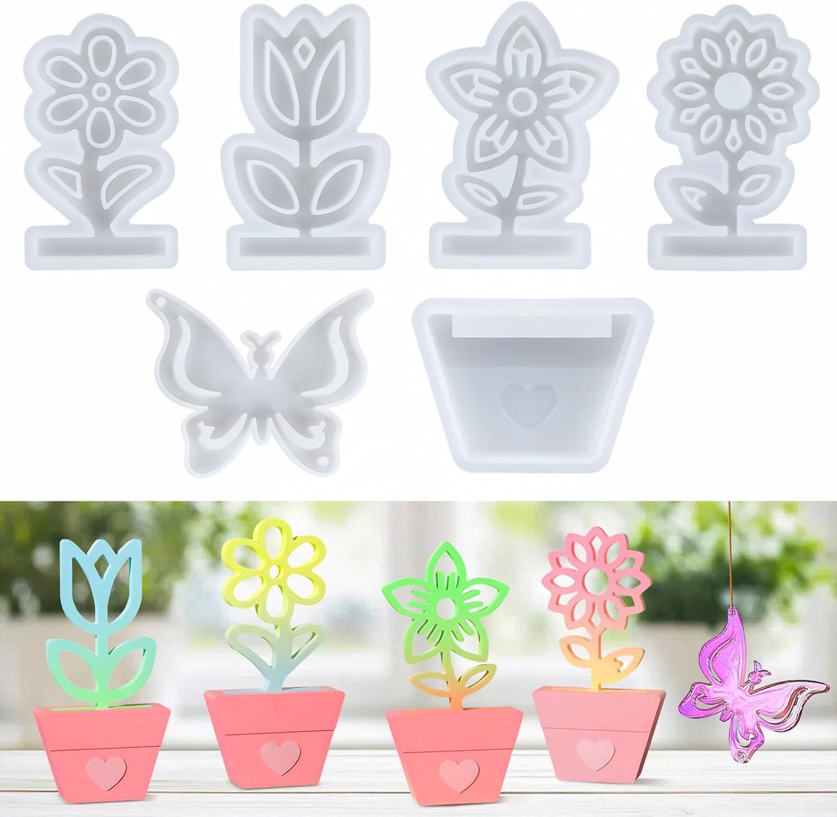 6 Pcs Silicone Molds Casting Molds Spring, Flower Pot Casting Molds Silicone Spring, Plaster Moulds for Casting - ShopVlot