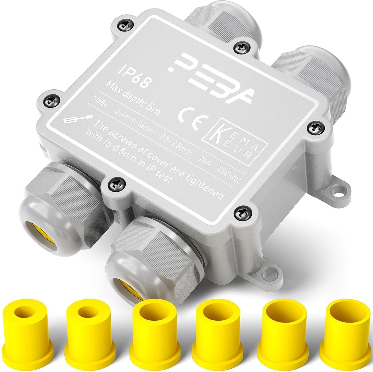 PEBA Junction Box, Junction Box, Waterproof IP68 Cable Connector, 4-Way Cable Plug, H-Shape for 4mm-14mm Cable - ShopVlot