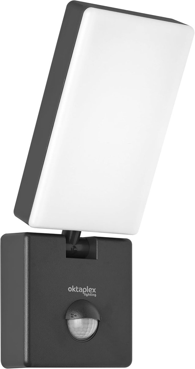 Oktaplex lighting, LED outdoor lamp with motion detector Pica Motion 10W 800lm 3000K warm white IP65 outdoor lamp with - ShopVlot