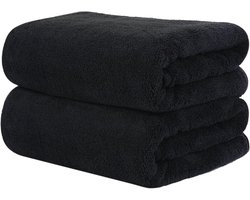 KinHwa Set of 2 Hair Towels, Microfibre Towels, Fluffy Microfiber Towels, Soft and Absorbent, 50 x 100 cm, Dark Grey - ShopVlot