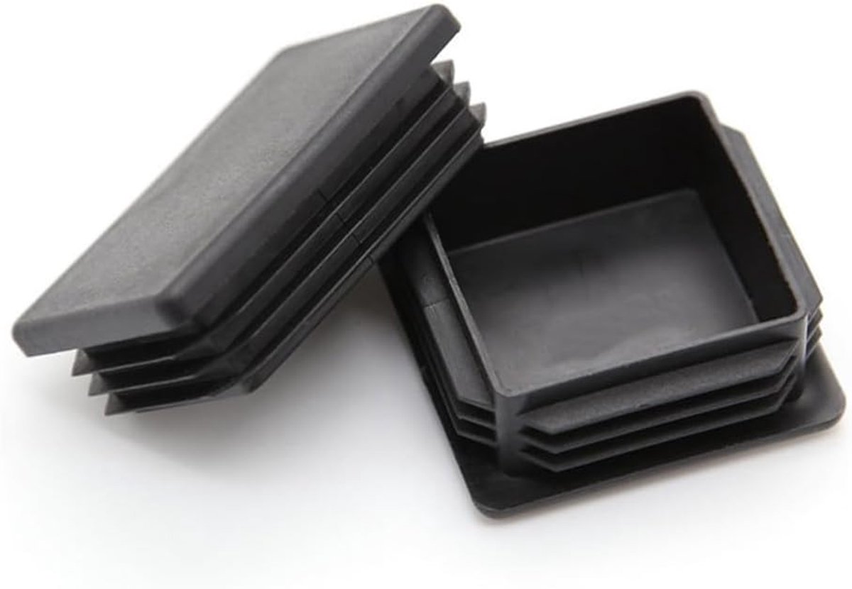 Vierkante kunststof plug 50mm - 30 stuks zwart - antislip - beschermt meubels - ShopVlot