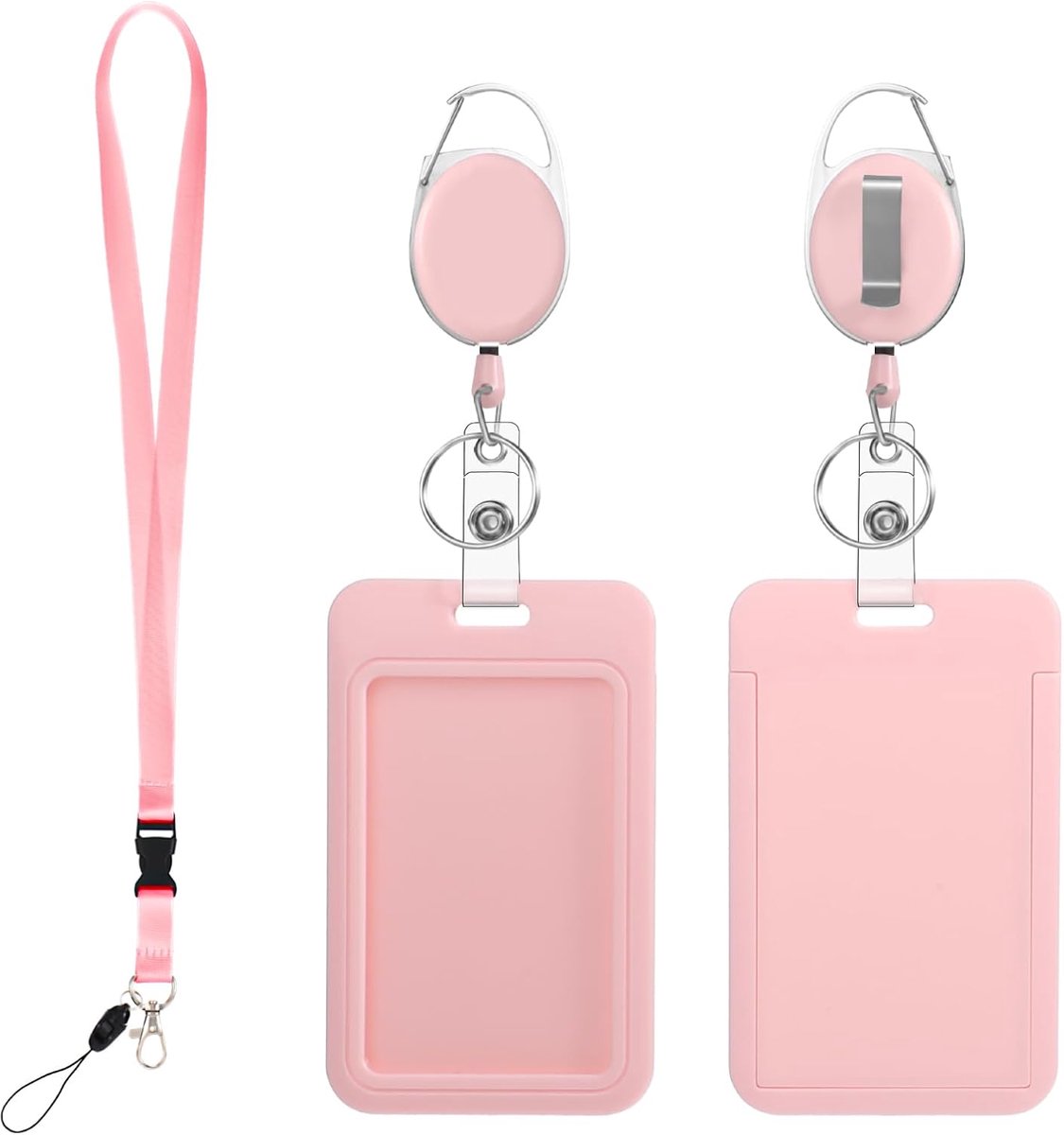 ID badge houder met lanyard - roze - retractabel - ideaal voor professionals - ShopVlot