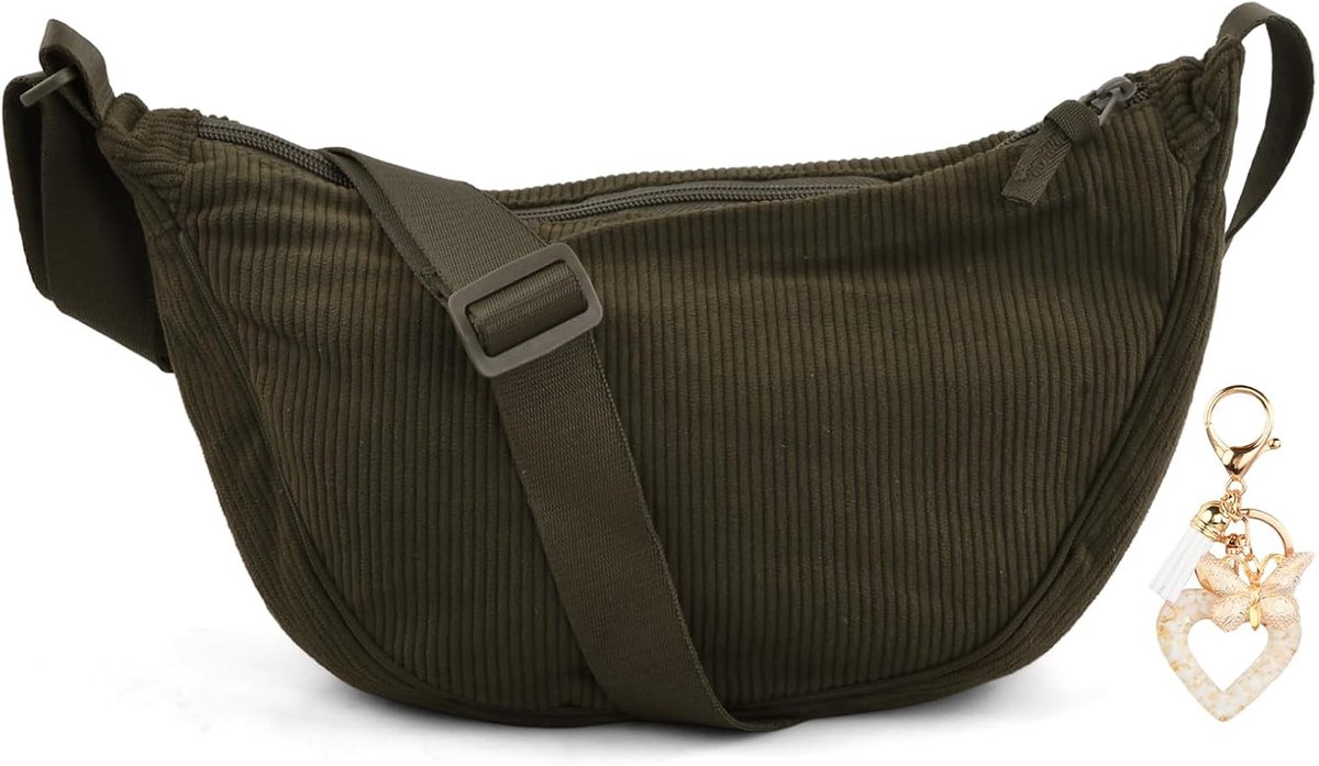 Schoudertas dames - halve hobo tas - corduroy - creatief ontwerp voor dagelijks gebruik - ShopVlot