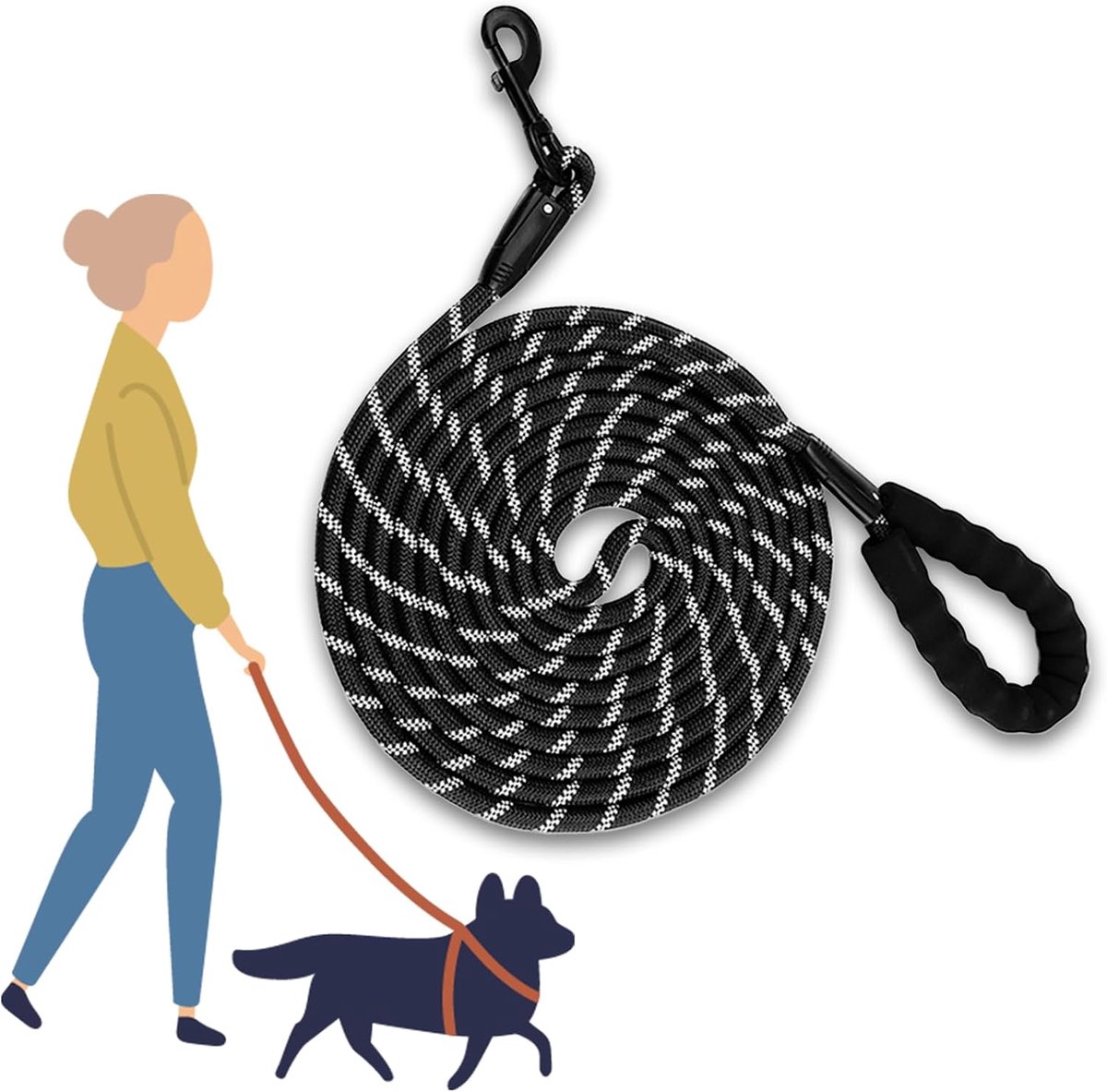 Hondentuig 4.5 m - nylon - waterdicht - meer bewegingsvrijheid voor jouw hond - ShopVlot