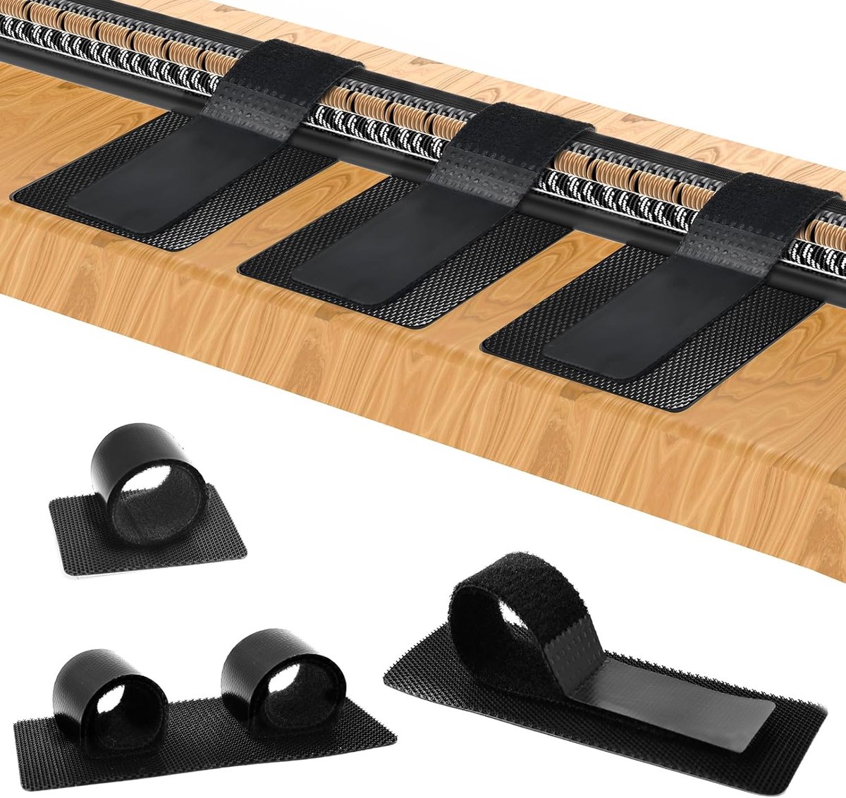 Kabelbeheer Onder Bureau - 35 Paar Kabelorganizer - Verstelbare Klittenband Kabelbinders - Houd je Werkplek Opgeruimd - ShopVlot
