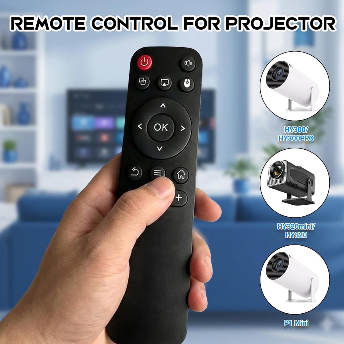 Universele afstandsbediening voor projector - infrarood vervangingsremote - perfect voor HY300 Pro, HY320 en Gaimoo - ShopVlot