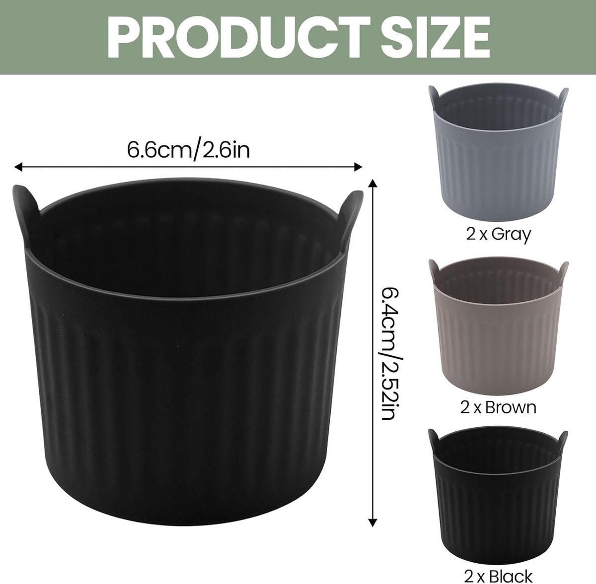 Muffin bakvormen 6 stuks - silicone - hittebestendig - ideaal voor air fryer - ShopVlot
