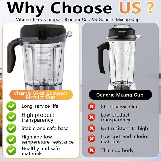 Mixercontainer 1,9 liter - roestvrij staal - citruspers met afsluitdeksel - ideaal voor Vitamix mixers - ShopVlot — afbeelding 4