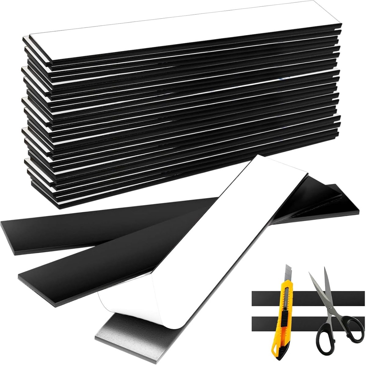 Magnetische tape 30 stuks - zelfklevend - 15 x 2 x 0,1 cm - sterke hechting voor organisatie - ShopVlot