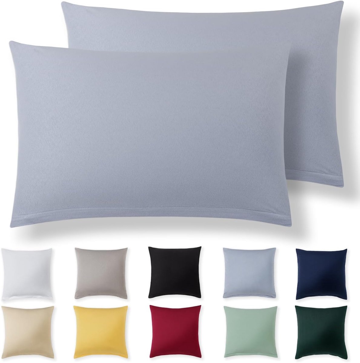 Pillowcase 50 x 80 cm - lichtblauw - 100% jersey katoen - superzachte kussenslopen met rits - ShopVlot