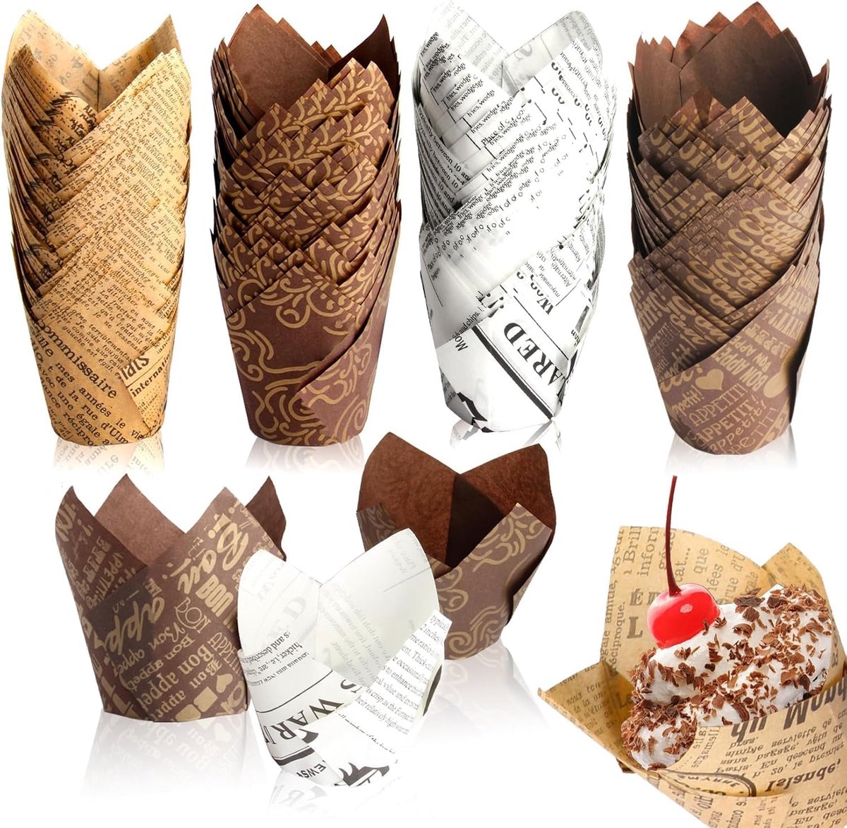 Tulpen bakvormpjes 200 stuks - Muffinvormpjes - Papier - Perfect voor feestelijke baksels - ShopVlot
