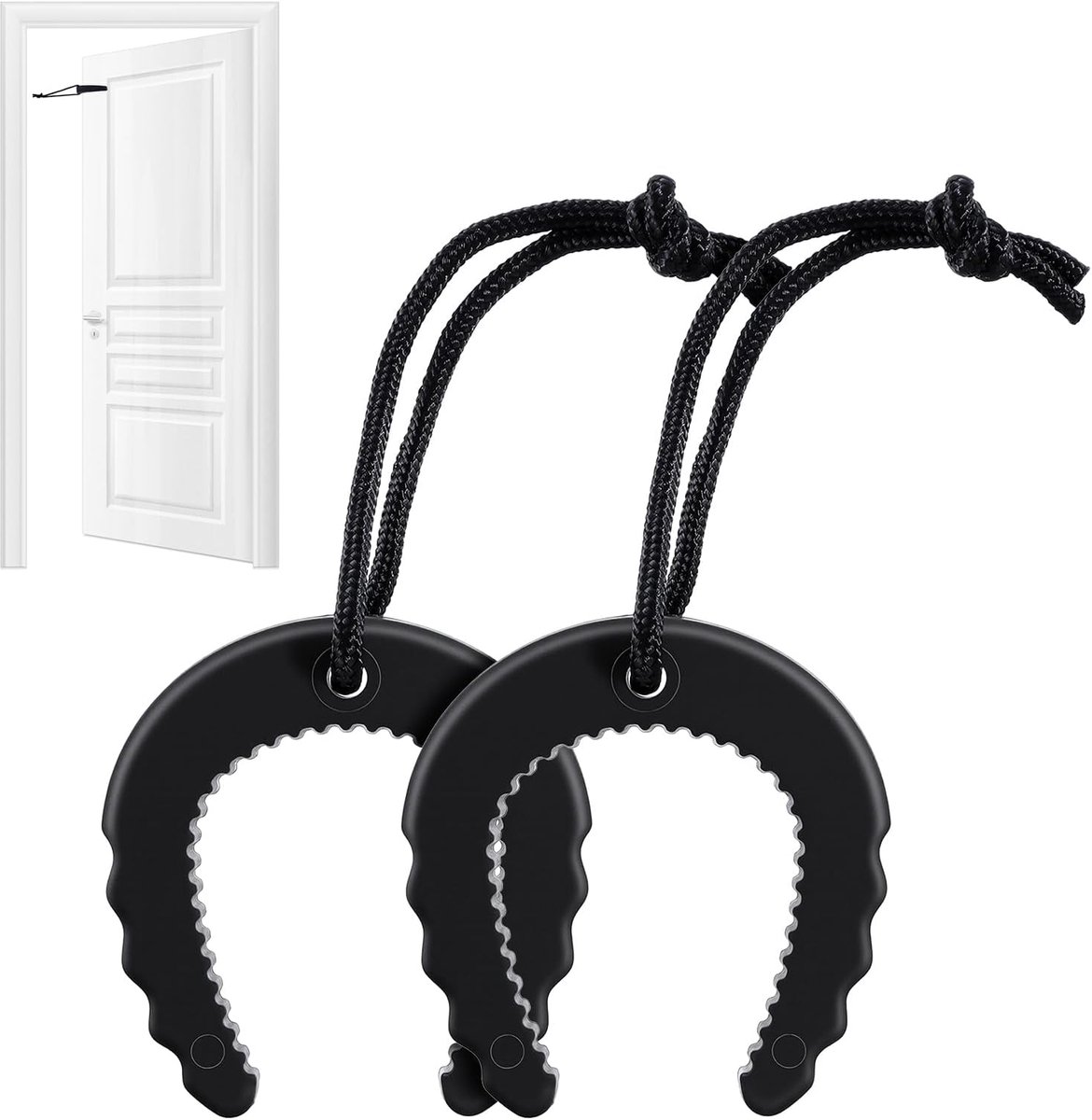 Deurstopper 2pcs - Nylonkoord - Zwart - Voor snelle toegang bij noodsituaties - ShopVlot