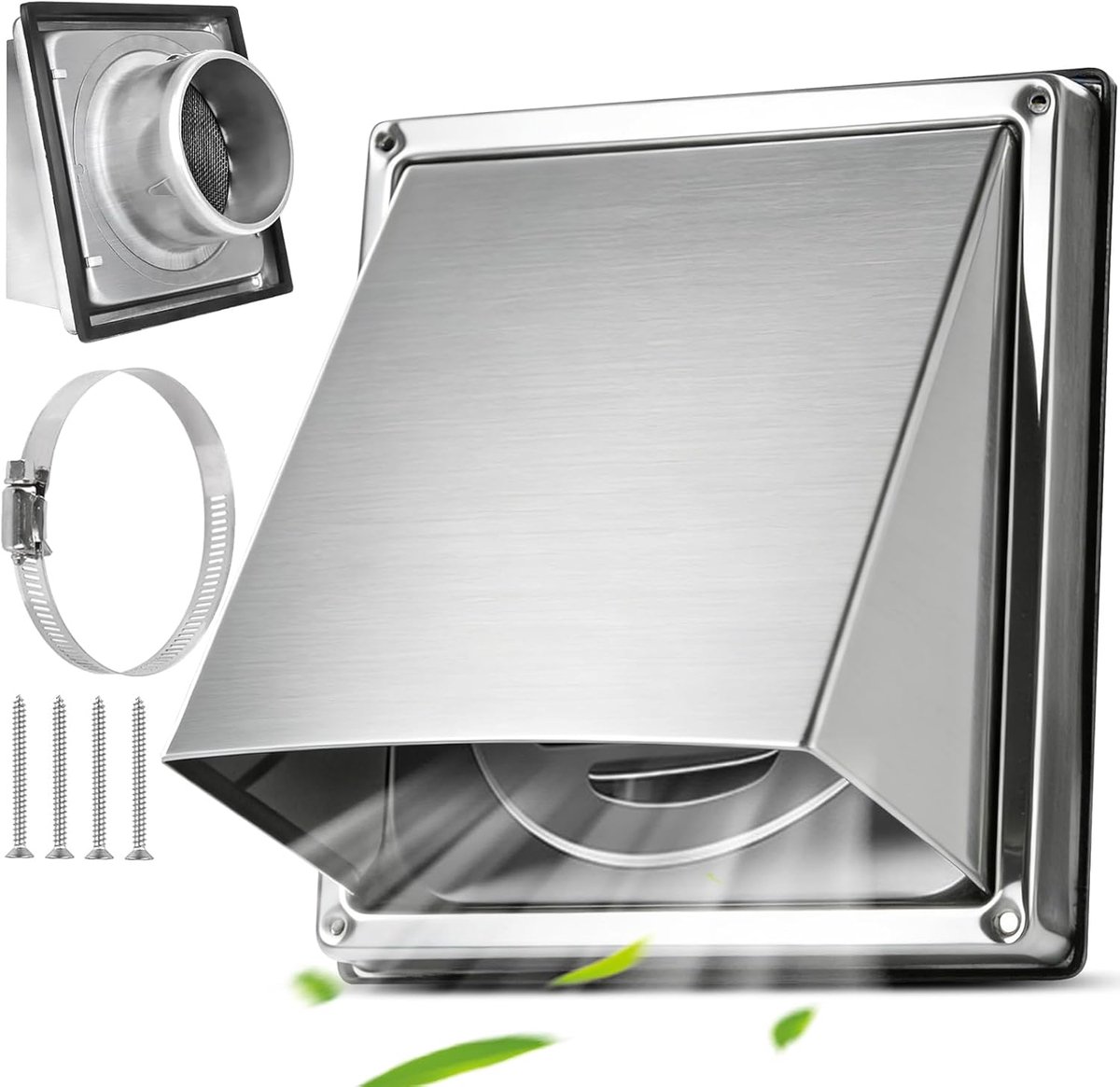 Ventilatierooster 100 mm - RVS - Met insectengaas - Voorkomt water terugloop - ShopVlot