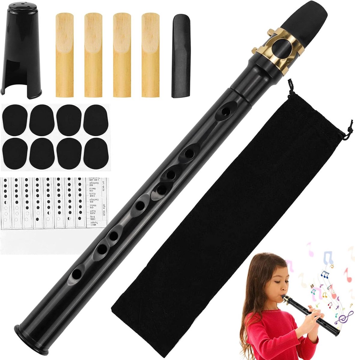 Pocket Saxofoon Speelbaar - Mini Saxofoon Zwart - Inclusief Mondstuk en Draagtas - Ideaal voor Beginners - ShopVlot