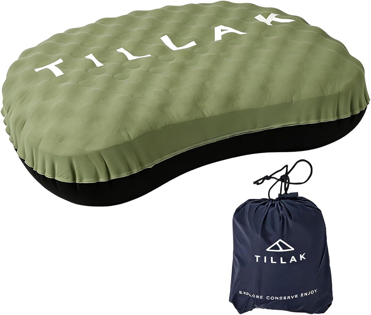 Opblaasbaar campingkussen 43,5 x 33 x 12,5 cm - ultralicht 160 g - verkoelende stof - ideaal voor kamperen - ShopVlot