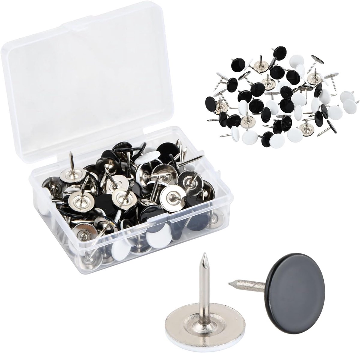 Meubelnagels 11 mm x 13 mm - Decoratieve spijkers in wit en zwart - Duurzaam ijzer - Geschikt voor wanddecoratie - ShopVlot