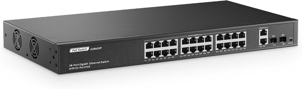 Gigabit PoE Switch 24-poorts - 2 GE uplink - 400W vermogen - ideaal voor netwerkuitbreiding - ShopVlot