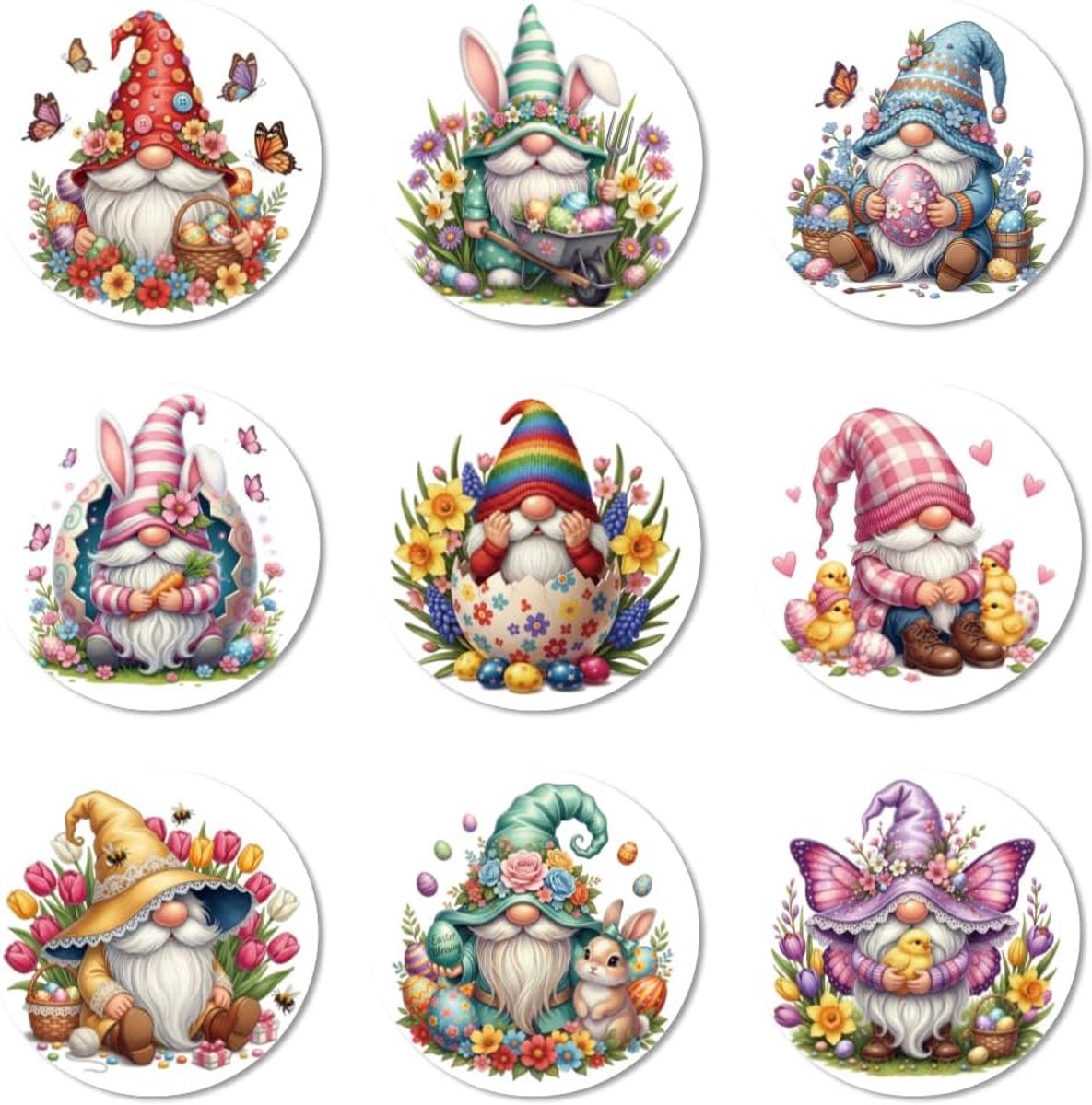 Coasters 9 Stuks - Gnomes en Eieren Onder Glas - Houtkleurig - Voor Thuis en Kantoor - ShopVlot