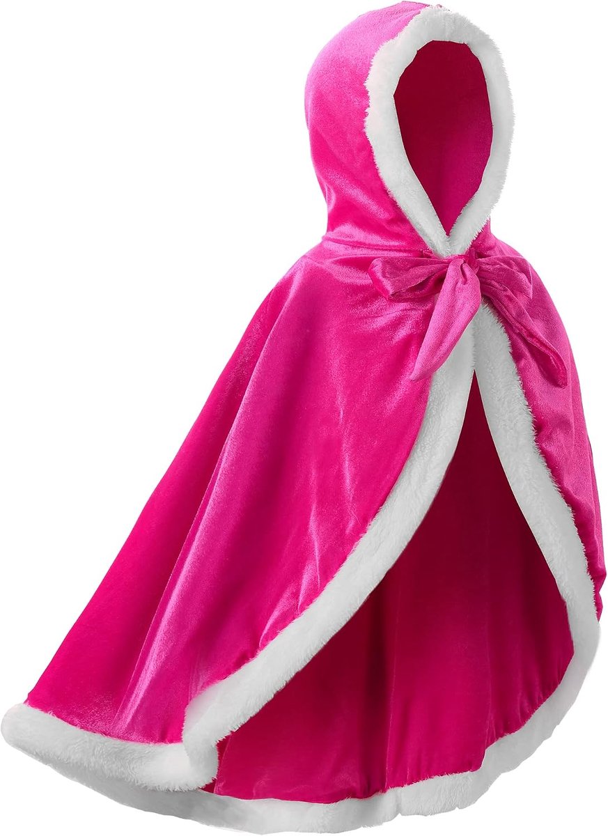 Prinsessen kostuum mantel - roze fluwelen stof - met capuchon - perfect voor feestjes - ShopVlot