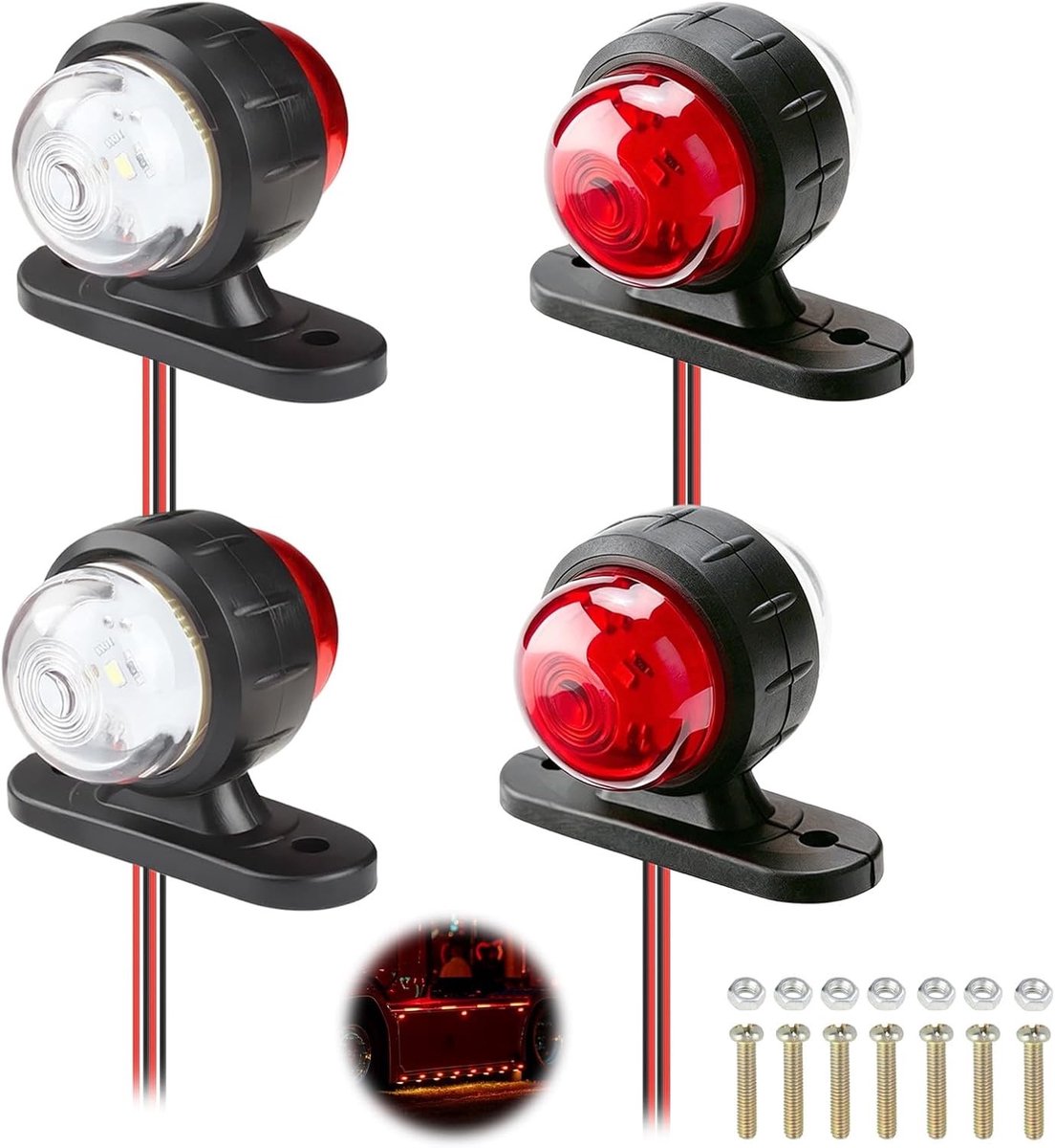 Zijlichten voor Vrachtwagen - Rood - Waterdichte LED Lampen - Voor Aanhanger, Bestelwagen, Bus, SUV, Caravan