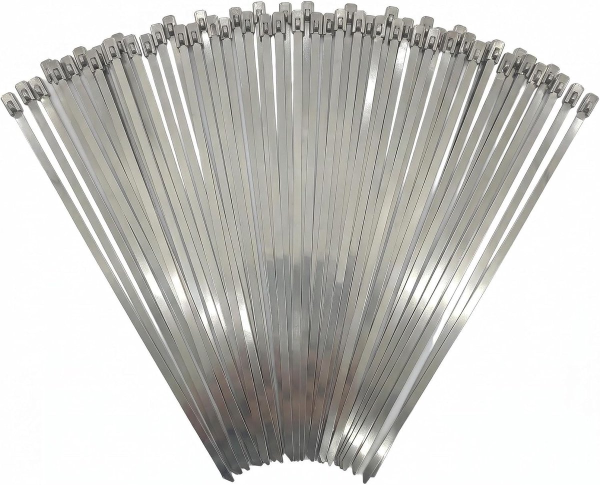 100 stuks roestvrijstalen kabelbinders, 30 cm, metalen kabelbinders, 304 metalen kabelbinders, voor hek, werkplaats - ShopVlot