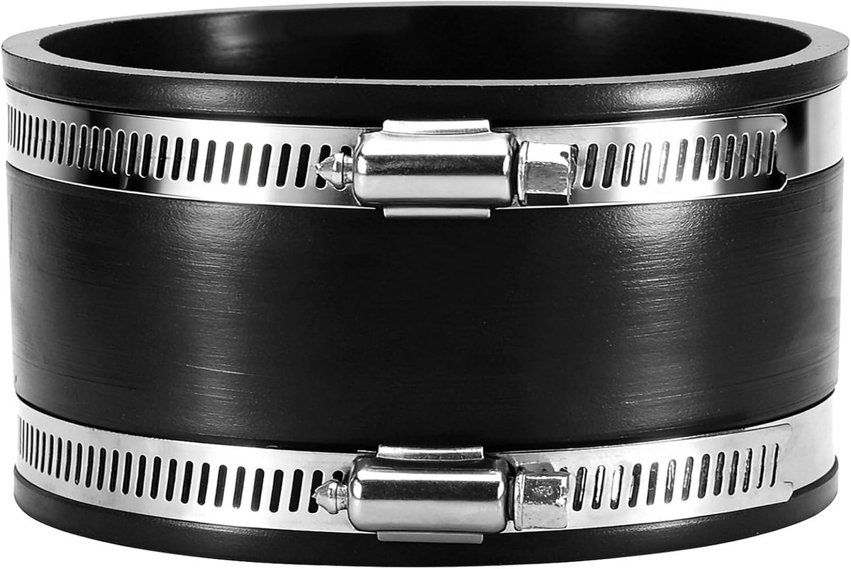 IIRC Flexible rubber 100/150 mm, pipe connector with stainless steel clamps for ventilation systems (black, 100 mm) - ShopVlot