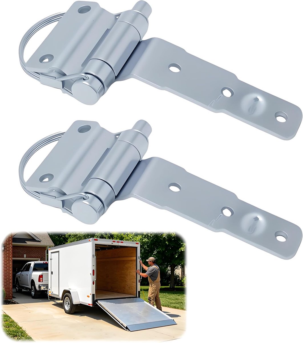 Set of 2 Trailer Hinges, Edge Wall Hinges, Removable Steel Hinges, D-Type Hinges, for Trailer, Truck, Van, Caravan - ShopVlot